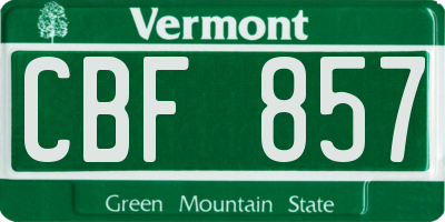 VT license plate CBF857