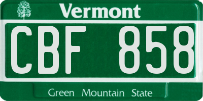 VT license plate CBF858