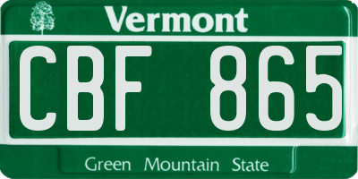VT license plate CBF865
