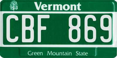 VT license plate CBF869