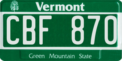 VT license plate CBF870