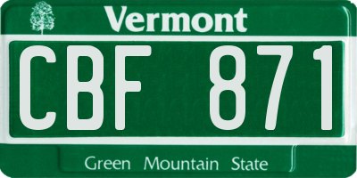 VT license plate CBF871