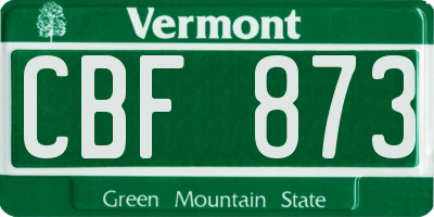 VT license plate CBF873