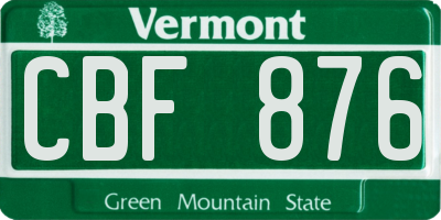 VT license plate CBF876