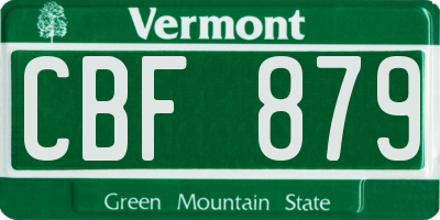 VT license plate CBF879