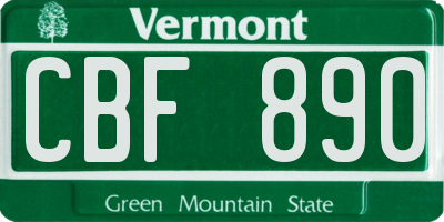 VT license plate CBF890