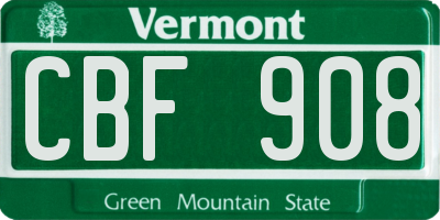 VT license plate CBF908