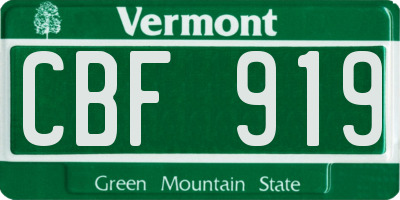 VT license plate CBF919