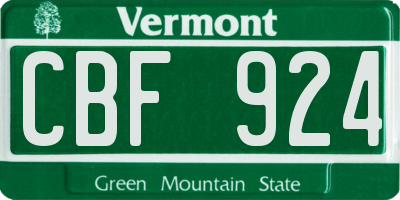 VT license plate CBF924
