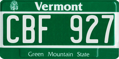 VT license plate CBF927