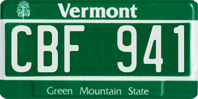 VT license plate CBF941