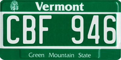 VT license plate CBF946