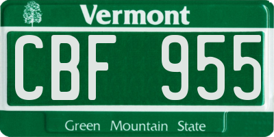 VT license plate CBF955