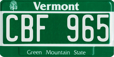 VT license plate CBF965