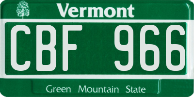 VT license plate CBF966