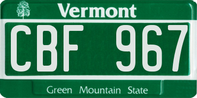 VT license plate CBF967