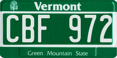 VT license plate CBF972