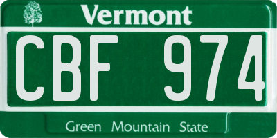 VT license plate CBF974
