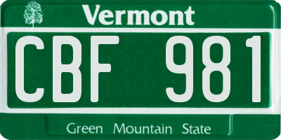 VT license plate CBF981