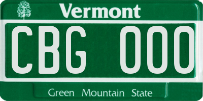VT license plate CBG000