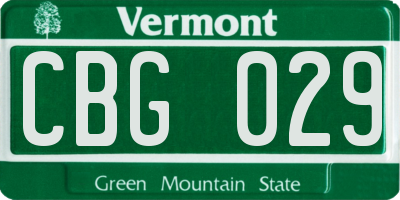 VT license plate CBG029