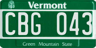 VT license plate CBG043