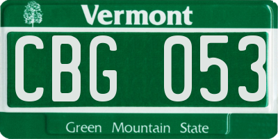 VT license plate CBG053