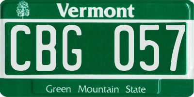 VT license plate CBG057