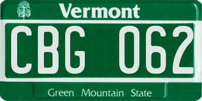 VT license plate CBG062