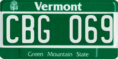VT license plate CBG069