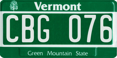 VT license plate CBG076