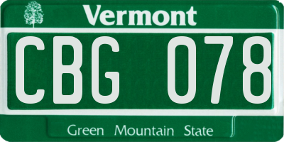 VT license plate CBG078