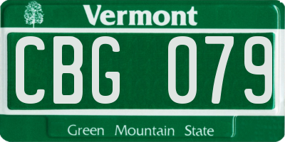 VT license plate CBG079