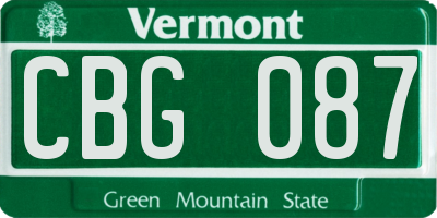 VT license plate CBG087