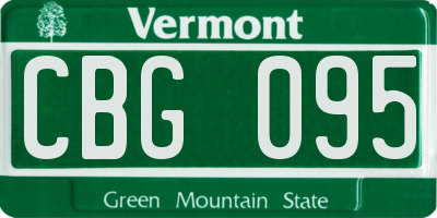 VT license plate CBG095