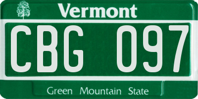 VT license plate CBG097
