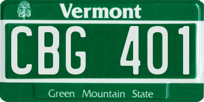 VT license plate CBG401