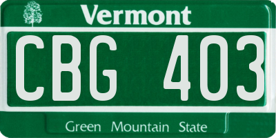 VT license plate CBG403