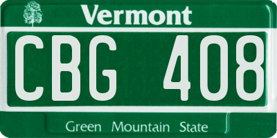 VT license plate CBG408