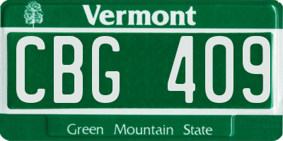 VT license plate CBG409