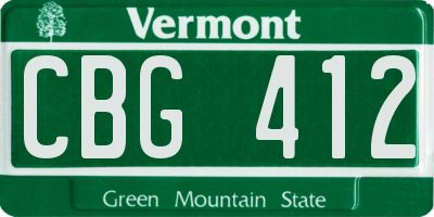 VT license plate CBG412