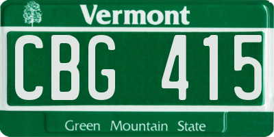 VT license plate CBG415