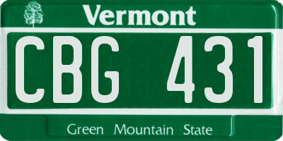 VT license plate CBG431