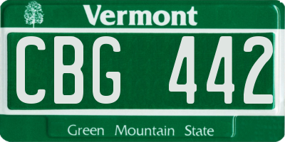 VT license plate CBG442