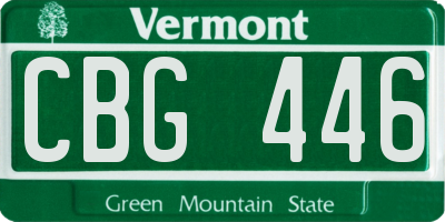 VT license plate CBG446