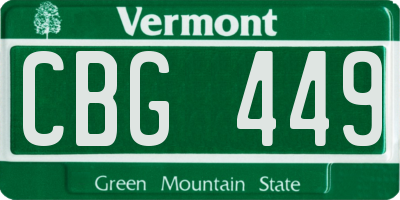 VT license plate CBG449