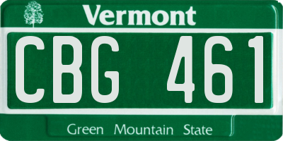 VT license plate CBG461