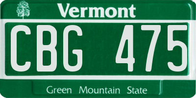 VT license plate CBG475