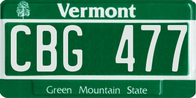 VT license plate CBG477