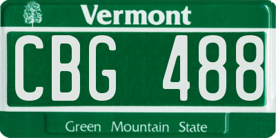 VT license plate CBG488